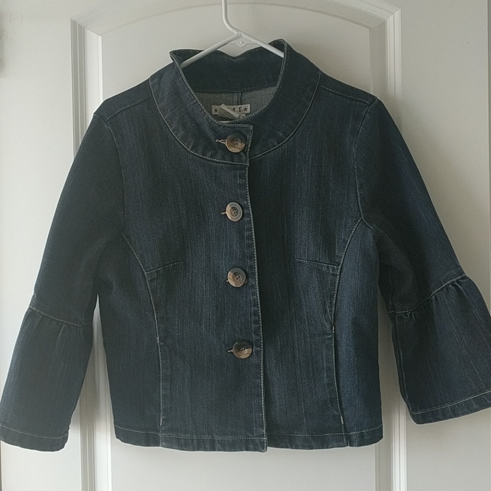 Collarless Denim  jacket